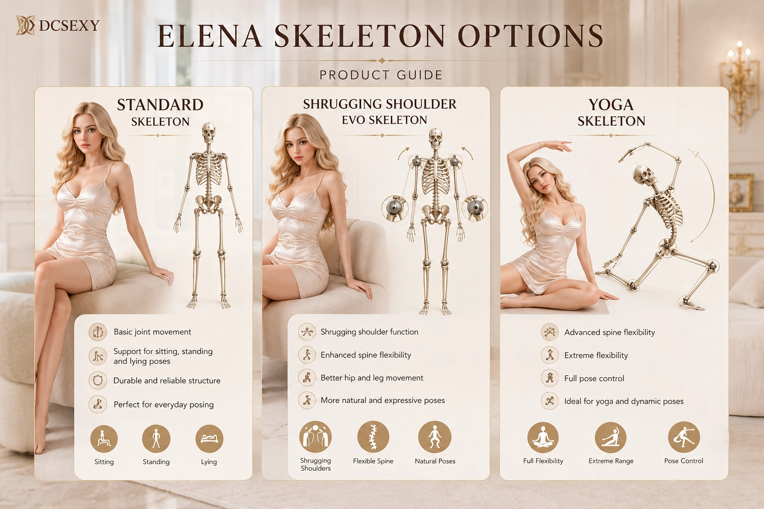 DCSEXY Elena skeleton options guide