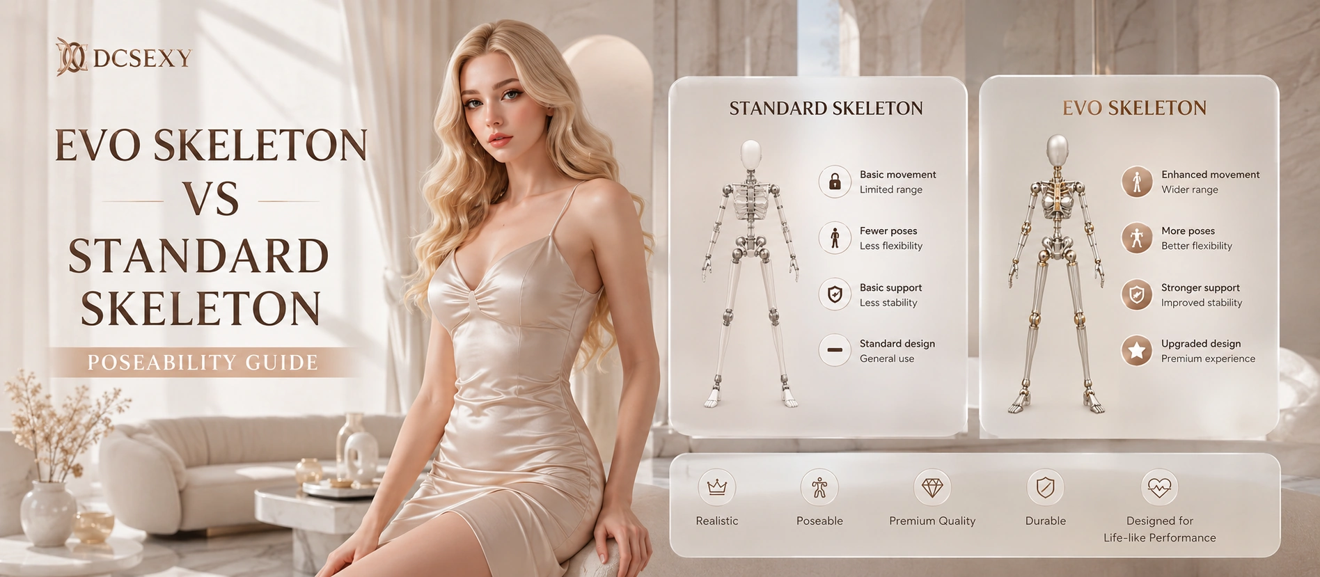 EVO skeleton vs standard skeleton poseability guide for silicone dolls