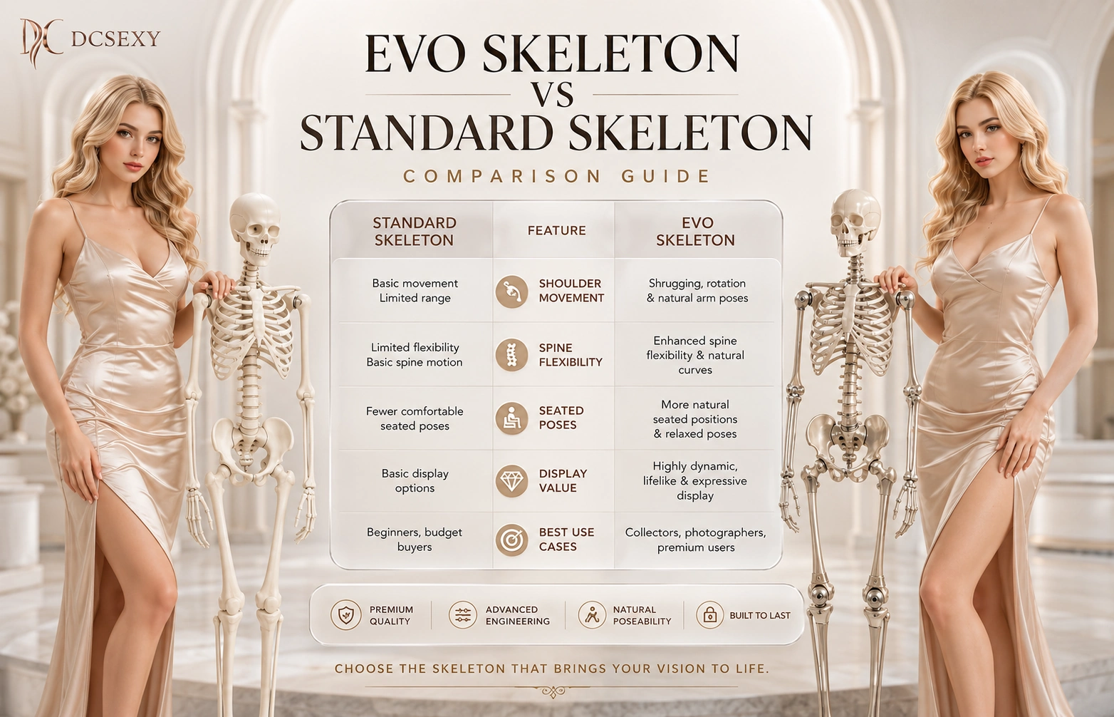 EVO skeleton vs standard skeleton comparison chart