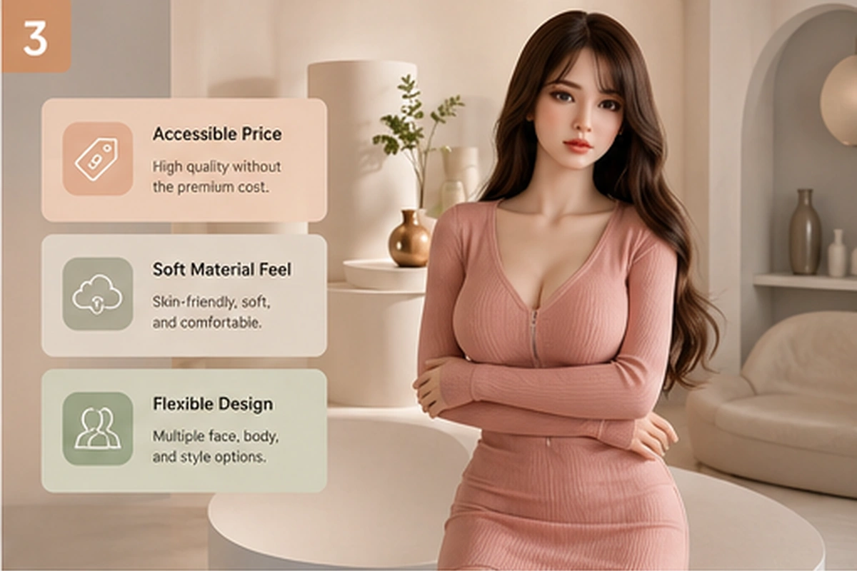 Warm editorial display illustrating why TPE sex dolls remain popular with buyers