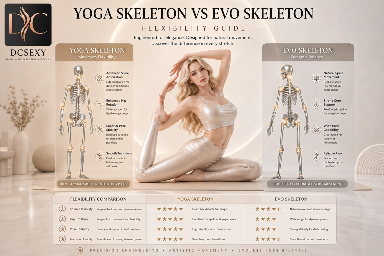 Yoga skeleton vs EVO skeleton flexibility guide