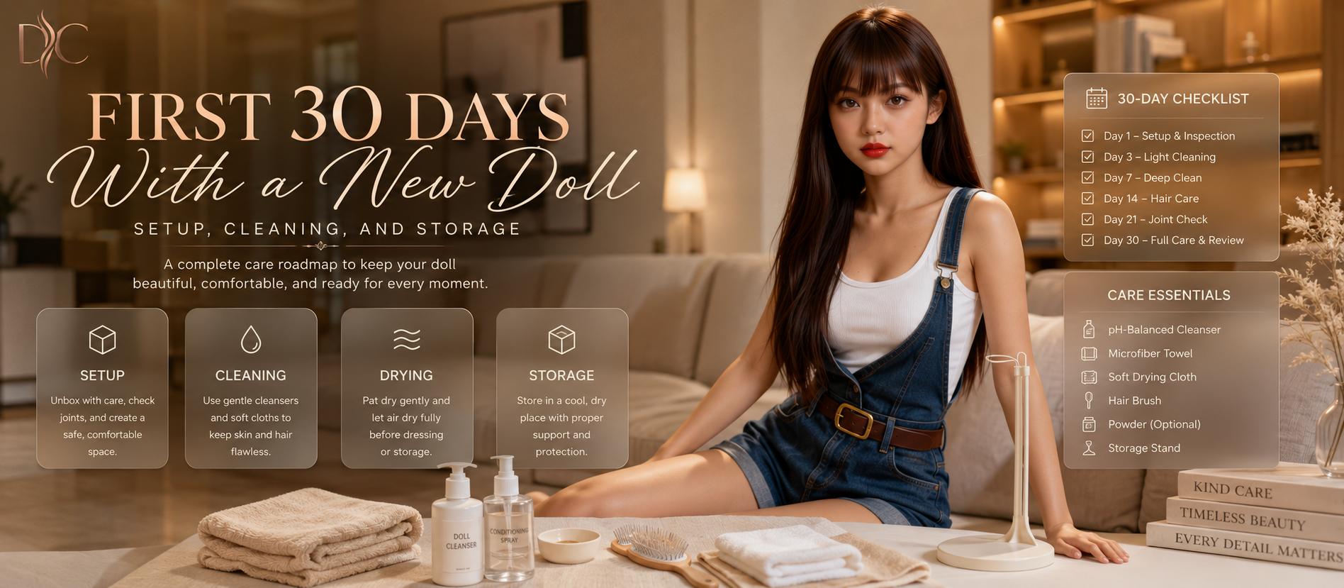 first 30 days with a new doll care guide hero setup cleaning storage