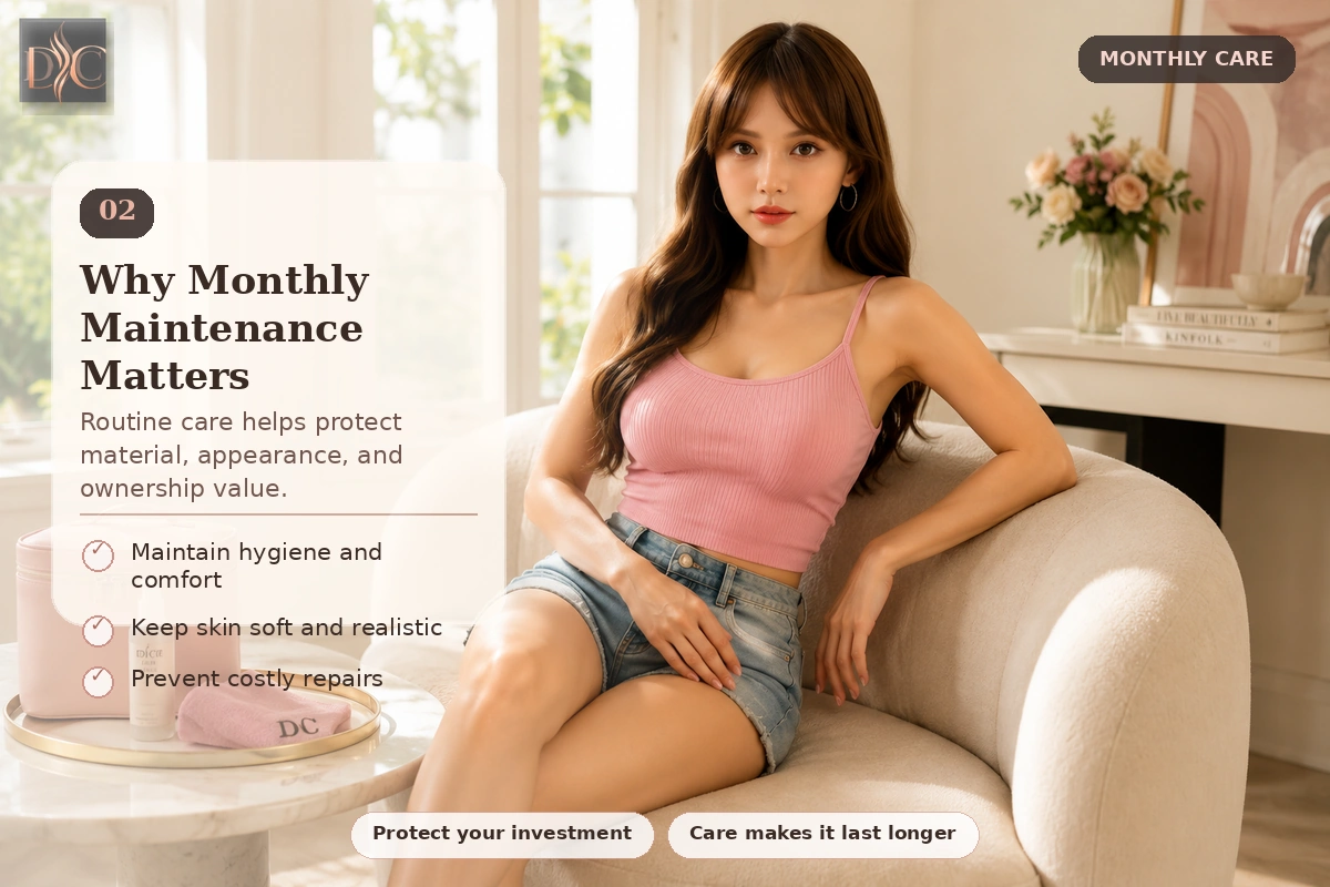 Sex doll maintenance checklist explaining why monthly care matters
